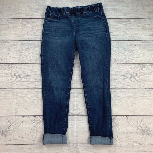 KanCan Jeans sz 9 / 28 Dark Wash Skinny Crop Pull On Stretch Cuffed Inseam 25.5" - Picture 1 of 12